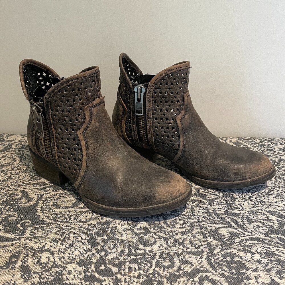Barely Warn Distressed Leather Ankle Booties